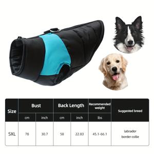 TEMU 강아지 코트 - 지퍼 클로저 방풍 보온 겨울 재킷, 소형/중형 대형견용 뒷면 트랙션 링, 사계절 야외 강아지 의류, 튼튼한 애완 동물 의류, 세련된 애완 동물 의류, 추운 날씨 의류, 간편한 착용/탈착 디자인, 강아지 옷