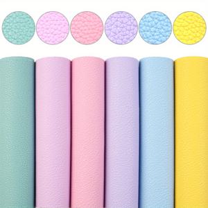 TEMU 6pcs A5 PVC 인조 가죽 시트 세트 - 파스텔 & 네온 컬러 (터키석, 핑크, 스카이 블루, 민트, 옐로우, 라벤더) DIY 공예, 스크랩북, 카드 만들기, 리본 만들기용 - A5 사이즈 (5.9x8.26cm) 사전 절단 패브릭 느낌 가죽 시트