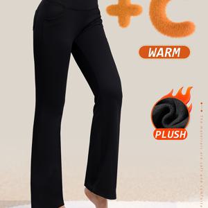 TEMU 신축성 있는 양털로 만든 하이웨이스트 요가 팬츠, 허리와 엉덩이를.lift.up하는 퍼스트 팬츠, 캐주얼한 러닝과 쇼핑에 적합한 디자인|테무쇼핑