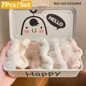 TEMU 여성용 가을 겨울 7pcs 헤어타이 솔리드 컬러 포니테일 머리띠 고무밴드 패션 헤어 액세서리