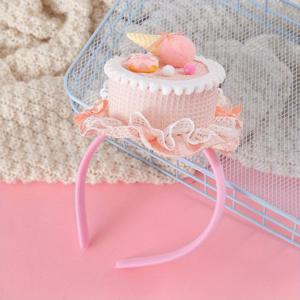 TEMU 시크한 크림 케이크 헤어밴드와 디저트 비니 모자 - 손세탁 전용, 깃털 없음, 전기 없는 생일 사진 헤드드레스