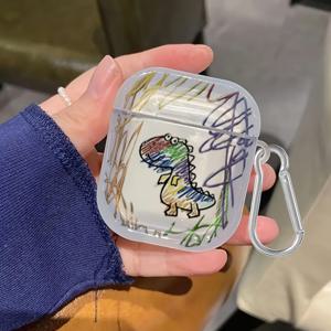 TEMU 그라피티 공룡 헤드폰 케이스 보호 커버, for AirPods 1/2 및 for airpods 3/Pro/Pro2 호환, 귀여운 에어팟 케이스, 에어