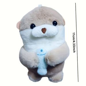 TEMU 사랑스러운 포옹하는 물고기 소원 수달 인형 고양이 애완용 플러시 장난감 부드럽고 내구성 있는 폴리에스터 섬유, 만화 디자인, 모든 종류의 고양이와 상호작용하기에 매우 적합