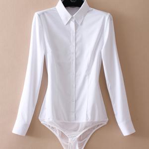 TEMU ZOROAW 여성용 슬림핏 화이트 롱 슬리브 셔츠 - 편안하고 주름이 나지 않는, 신축성이 있는 폴리에스터, 라펠 칼라, 버튼 업, 패딩 없음, 캐주얼 또는 전문용으로 완벽|블라우스|여성블라우스