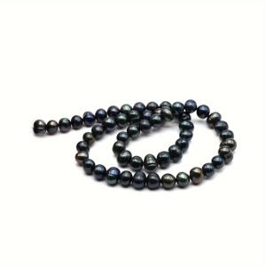 TEMU 1줄, 천연 검은 진주, 0.7-0.8cm 라운드 비즈, DIY 웨딩 목걸이용 팔찌 및 발찌 만들기 - 여성, 신부, 신부 들러리들을 위한 다용도 공예 재료, 크리스마스, 어머니날, 발렌타인데이, 부활절 선물 아이디어