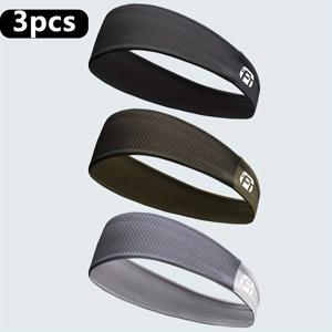 TEMU 3pcs DEFATU·S 아이스 실크 섬유 스포츠 헤드밴드 - 통기성 땀 흡수 탄력 있는 남녀 공용, 3가지 색상 (라이트 베이지/그레이/블랙) - 체육관, 러닝, 아웃도어 & 캐주얼 사용|머리띠