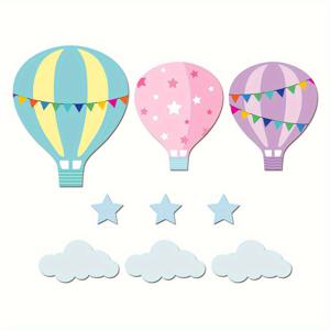 TEMU 9개 세트 컬러풀 나무 풍선, 구름 및 별 벽걸이 장식 - 야외 디자인, 침실, 놀이방 또는 교실용 - 간편 설치, 배터리 불필요, 교실 장식 | 야외 디자인 | 화려한 장식