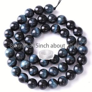 TEMU 6/8/10mm 30/20/15pcs 자연적인 고품질의 라이트 블루 타이거 아이 비즈, 아름다운 거친 비즈, 독특한 텍스처 비즈, DIY 보석 만들기, 팔찌, 목걸이, 장식 비즈, 공예 만들기, 아버지의 날 선물, 완벽한 생일 선물, 크리스마스, 할로윈 등 축제 선물 만들기 액세서리 포함 1롤 탄성 로프