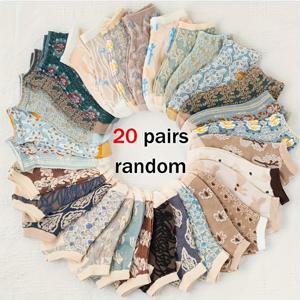 TEMU 빈티지 패턴 랜덤 10/20켤레! 레트로 자카드 발목 양말, 빈티지 패턴의 특별한 액세서리, 10/20켤레 랜덤 선물!!