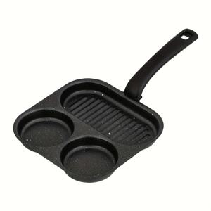 TEMU 스테이크, 계란 및 아침 식사용 스테인리스 멀티 컴파트먼트 논스틱 프라이팬 - 뒤집기, 깊이 만들기 및 줄무늬 분할에 완벽함 - 손세척 전용, 아침 요리 도구 | 현대적인 주방 용품 | 내구성 있는 조리기구