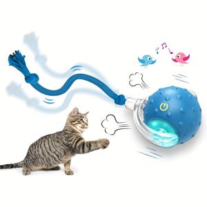 TEMU USB 충전식 인터랙티브 고양이 장난감 볼, 흡착컵 포함, 고양이용 전동 삑삑이 새 빠르게 움직이는 롤링 볼, 삑삑이 & 모션 활성화 키티 고양이 장난감, 모든 품종을 위한 롤링 볼, 재미있는 애완동물 놀이 및 운동