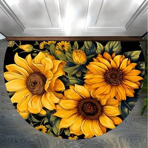 TEMU 1개 검은 배경 패턴 도어 매트 - 청소가 쉬운 반원형 디자인 실내외 사용 가능, 현관, 주방, 욕실, 발코니 및 야외 공간에 완벽한, 실내 외부 매트 | 생동감 있는 디자인 | 내구성 있는 폴리에스터 매트, 장식, 앞문 도어매트, 실내 입구, 입구 매트, 발코니 매트|발매트