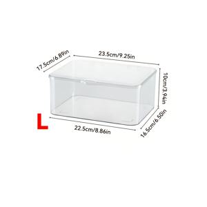 TEMU 투명 대용량 메이크업 정리함, 먼지방지 뚜껑 포함 - 화장품, 마스크, 보관용 다목적 수납 케이스 (욕실·화장대용)|마스크