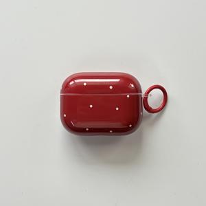 TEMU 심플한 한국식 도트 레드 솔리드 컬러 광택 보호 케이스, for AirPods 1 2 3 4 Pro 2세대용, 가벼운 쉘, 플라스틱 소재, for AirPods 케이스용