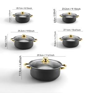 TEMU 5개의 냄비와 5개의 뚜껑, 스테인리스 스틸 냄비 세트 그레이 세트, 수프용 딥 수프 냄비, 핫팟, 국수, 파스타, 해산물 수프, 주방에서 사용 가능, 야외 피크닉/졸업 시즌/집들이 선물에 완벽