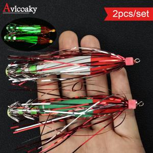TEMU 2개입 Avlcoaky 빛나는 문어 지그 훅, 더블 우산 훅 포함 - 10cm/5g, ABS 소재, 혼합 색상, 바다 & 민물 낚시에 적합