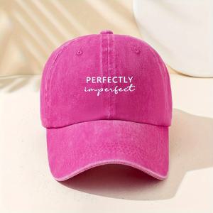TEMU 여성용 프린트 PERFECTLYIMPERFECT 사계절 아웃도어 베이스볼 캡, 빈티지 워시드 중립 트럭커 모자, 통기성 조절 가능한 골프 캡, 남녀공용 여름 패션 커브드 브림 모자, Y2K 커플 모자