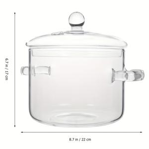 TEMU 1개 고급 보로실리케이트 유리 요리용 냄비, 1500ml 대용량, 투명한 수프 냄비 뚜껑 및 이중 손잡이, 세척 용이, 심플한 우아함, 뜨거운 및 차가운 주방 사용에 적합, 주방 조리기구 | 심플하고 우아한 디자인 | 내구성 있는 유리 냄비