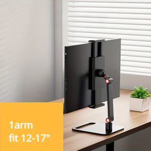 TEMU 1pc 인체공학적 알루미늄 합금 모니터 스탠드 - 12-17인치 화면 조절 가능한 데스크 마운트, VESA 호환, 360도 회전, 견고한 베이스, 최대 11.02LB 지지, 블랙