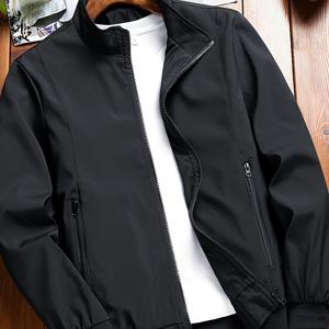 TEMU 플러스 사이즈 남성용 신상 봄/가을 스탠드 칼라 자켓, 트렌디한 패션 비즈니스 캐주얼 솔리드 컬러 코트, 플러스 사이즈, 다용도 아우터웨어,일상용 코트,클래식 디자인,스타일리시 아우터웨어,구조화된 핏,남성용 아우터웨어,지퍼업 재킷,큰 사이즈와 키가 큰 남성,남성 패션|빅사이즈