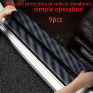 TEMU 차량 문턱 보호용으로 설치하기 쉬운 탄소 섬유 비닐 스티커로 만들어진 9개의 고무 도어 실 보호대