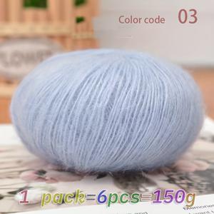 TEMU 150g 6팩 마호가니 실 핸드 니팅 DIY 공예 키트 - 스웨터, 숄, 레이스 니트, 스카프 - 고급 실, 긴 파일 마호가니 실 볼