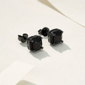 TEMU ICED CHICS 5054 8mm 블랙 합성 지르코니아 구리 힙합 귀걸이, 남성, 여성, 결혼식, 기념일, 콘서트, 축제, 생일, 일상 선물