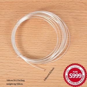 TEMU 100cm, 0.6mm S999 순은 와이어 목걸이 발찌 팔찌 펜던트 주얼리 만들기용 천발 부드러운 와이어 DIY 무도금|은목걸이