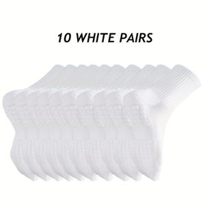 TEMU 10켤레입 남성용 신상 가을/겨울 미드 카프 스포츠 양말, 통기성, 테리 밑창, 두꺼운, 충격 흡수, 땀 흡수, 블랙 앤 화이트 농구 양말, 냄새 방지 양말, 데일리 러닝, 야외 피트니스 양말, 땀 방지