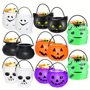 TEMU 할로윈을 위한 7가지 스타일의 미니 플라스틱 캔디 병 세트, 트릭 오어 트릿 및 파티 장식용
