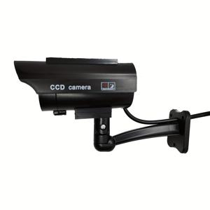 TEMU 실감나는 빨간색 LED 조명 & 경고 스티커가 있는 태양광 보안 카메라 - 조절 가능한 마운트, 배터리 구동식 실외 감시 (가정, 사무실, 창고, 사무실 모니터링용), 견고한 디자인, 컴팩트 감시, 도난 방지 감시, 홈캠 꾸미기, 감시카메라 위장, 카메라, 감시카메라 모형, 더미 카메라, 모형cc티비, 모형보안 카메라