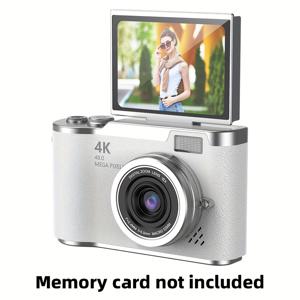 TEMU 새로운 플립탑 HD 4K 디지털 카메라, 2.4인치 플립 스크린 전문가용 사진 촬영 카메라, 다양한 색상 선택 가능, 비디오 녹화에 최고의 선택, 블로그 초보자를 위한 완벽한 선물, 추수감사절 및 크리스마스 휴일(카드 미포함)