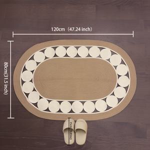 TEMU 1개 빈티지 손으로 짠 린넨 타원형 욕실 매트 - 미끄럼 방지, 흡수성 & 간편한 세척, 세탁 가능한 폴리에스터 혼방, 100cm x 120cm, 물방울 무늬 디자인, 주방, 욕실, 거실, 파티오, 야외 사용에 적합, 이상적인 크리스마스 선물, 욕실매트, 화장실매트, 욕실발매트, 주방매트 발매트, 카페트, 발수건, 주방매트, 발매트