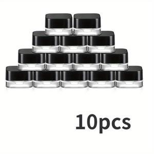 TEMU 10개 5ml 유리 화장품 병, 검은색 뚜껑 포함 - 밀폐 씰, 크림, 로션, 립밤 및 메이크업 샘플에 적합
