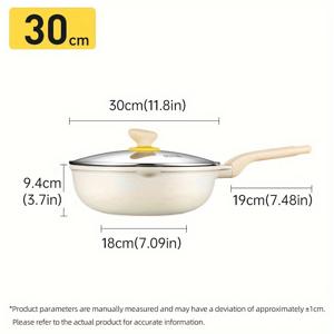 TEMU 쿠퍼 킹, 유리 뚜껑이 있는 논스틱 웍 팬, 무독성, PFOA 프리, 내열 핸들, 세라믹 코팅 외부, 5배의 마모 저항력, 모든 조리대 호환 가능|인덕션