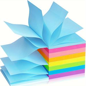 TEMU 8-Pack 팝업 스티커 노트 3x3 인치, 자체 접착 종이 노트카드, 다색, 감사 인사, 깃털 없음 - 총 50매