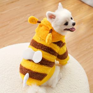 TEMU 1pc 벌집 의상 개 의상, 개용 리무버, 귀, 꼬리 및 날개가 있는 귀여운 줄무늬 플러시 풀오버, 배터리가 없는 기계 세척 폴리에스테르 소형, 중형, 대형 개용 - 일상복 및 휴일 축제용 올 시즌 애완동물 의류