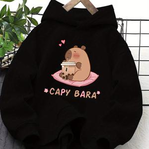 TEMU 봄/가을에 적합한 캐주얼한 후드 스웨트셔츠 - 카피바라 프린트 폴리에스테르 후드티, 정사이즈, 약간의 신축성 있는 소재, 니트 직조, 매일 착용, 야외 활동 및 여행에 적합 - 특별한 날을 위한 선물로 적합합니다.