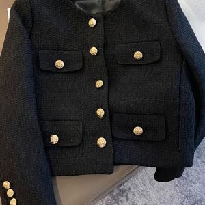 TEMU 여성을 위한 세련된 트위드 재킷 - 봄/가을 2025, 골든 버튼이 있는 싱글 브레스트, 긴 소매, 다용도 카디건 스타일, 긴 소매 재킷 | 세련된 스타일 재킷 | 클래식 버튼