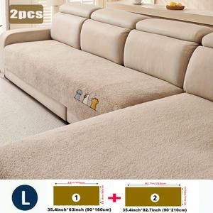 TEMU 고양이 발바닥 2팩 두꺼운 벨벳 L자형 헤어 패드, 글자 스티커 포함, 미끄럼 방지 비탈모 겨울과 가을용 소파 보호대 - 거실, 사무실, 홈 데코용 애완동물 친화적|소파|3인용쇼파|소파패드