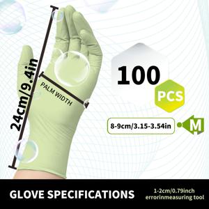 TEMU 9인치 잔디색 비닐 니트릴 장갑 - 방수, 미끄럼 방지, 라텍스 프리, 가정, 주방, 욕실 청소, 애완 동물 목욕, DIY 프로젝트에 적합, 양손 사용 가능, 주방 청소 장갑 | 일회용 장갑 | 니트릴 장갑