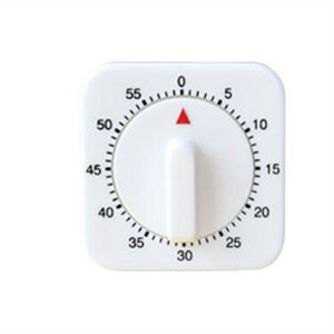 TEMU 대형 화이트 스퀘어 60분 기계적 타이머, 강력한 알람 기능, 교실, 가정, 연구, 요리 등에 적합, 전기 없이 수동 카운트다운 타이머로 작동.