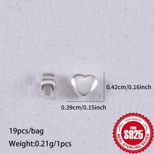 TEMU 19pcs S925 스테링 실버 하트 비즈 - 다듬어지지 않은, 원형 및 직사각형 모양으로 DIY 보석 만들기, 팔찌, 목걸이 및 발목 체인, DIY 보석 만들기|다양한 비즈 모양|내구성 있는 비즈