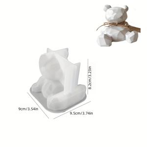 TEMU 실리콘 플라스터 베어 몰드 - 기하학적 3D 폰 홀더 & 캔들/클레이 공예 몰드, 하트 태그 DIY 테이블 장식품, 재사용 가능한 홈 데코 선물 만들기 용품, 모던 크래프트웨어, 정밀 공예 도구, 핸드메이드 애호가, 카툴러스 곰돌이, 창의적인 취미 활동