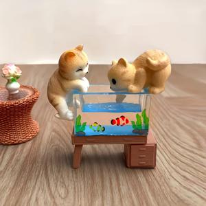 TEMU 3개 세트, 고양이와 어항 수상인형 - 레진공예 귀여운 장난꾸러기 낚시하는 고양이 피규어, 데스크탑 조각품, 미니어처 풍경 소품 - 홈 데코 & 가든 오너먼트, DIY 장식용품, 친구를 위한 휴일 선물