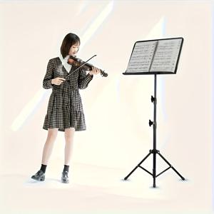 TEMU 조절 가능한 휴대용 악보대 - 튼튼한 삼각형 베이스와 각도 조절 노브, 바이올린리스트, 기타리스트, 밴드 및 공연자에게 이상적. 빠른 접이식 디자인, 내구성 있는 구조, 음악가와 교사를 위한 다기능 지원. 가정, 스튜디오, 교실 및 콘서트에 적합