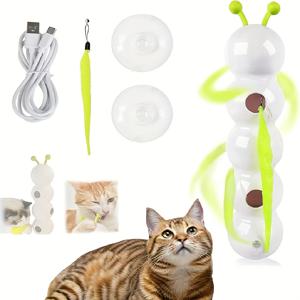 TEMU 자동 감지 고양이 장난감 - 흡착 베이스, USB 충전, 무선 모션, 실내/외 사용 가능 - 상호작용 장난감, 내구성 플라스틱 제작, 모든 고양이 품종에 적합, 지루함 감소, 반려동물 운동 촉진
