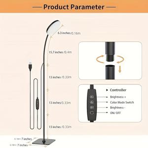 TEMU Yogle 모던 플로어 램프 리모컨 포함 - 조절 가능한 구스넥 암, 거실/침실/홈오피스용 USB 전원 스탠딩 라이트 - 튼튼한 금속 베이스의 플로어 램프 - 독서, 작업, 영상 통화, 침실 조명에 이상적, 현대적인 조명, 광택 마감, 다용도 조명, 인테리어 디자이너용
