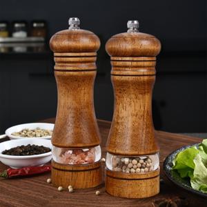 TEMU 2개 세트 목재 후추 분쇄기, 조절 가능한 거칠기 수동 소금 및 향신료 분쇄기, 내구성 있는 무충전 목재 향신료 분쇄기, 바베큐, 피크닉, 캠핑용 주방 도구, 필수 기숙사 액세서리