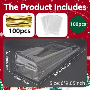 TEMU 투명 바닥 삼각형 선물 포장백, 10cm 골드 타이, 셀로 포장, 머그컵, 디저트, 머핀, 파티 선물 및 선물 포장용 (사이드 커버 없음) (50개/100개)